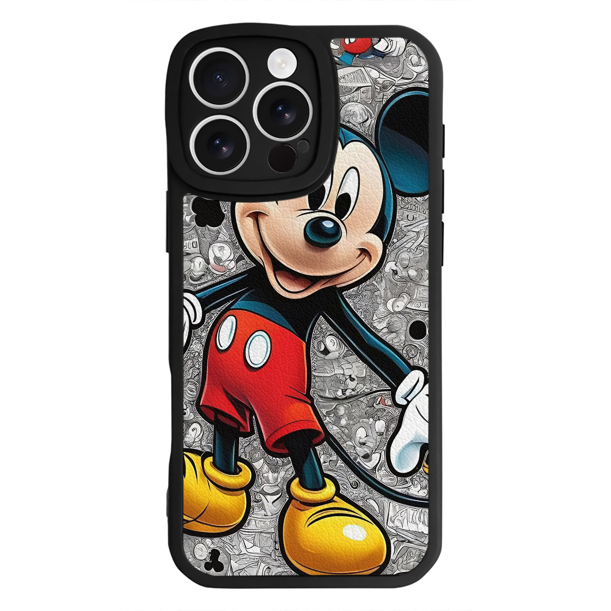 （画像用） ミッキーマウス Mickey Mouse 【iPhone 16シリーズ対応】シリコンスマホケース（レザー調） 材質：シリコン